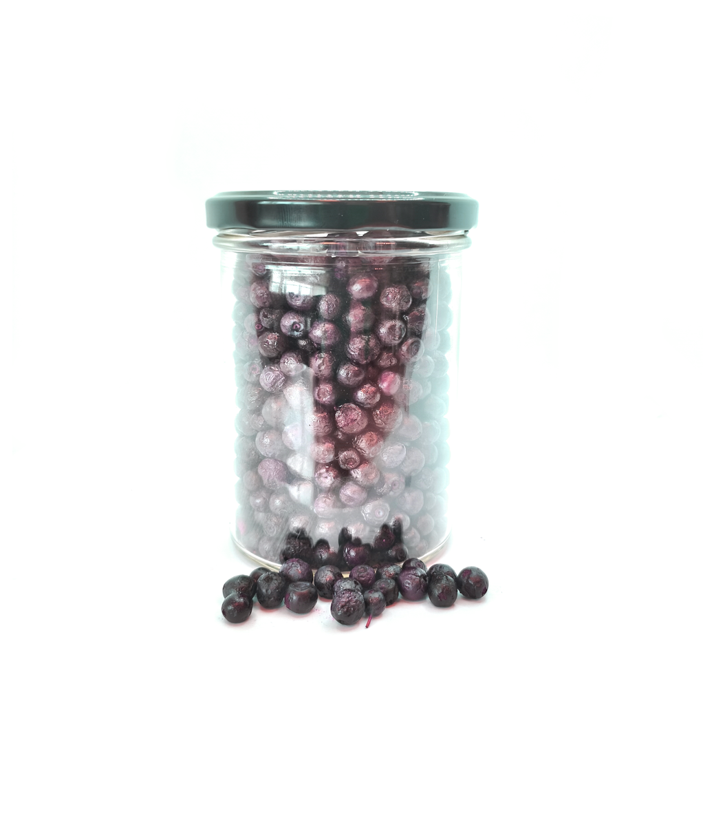 Liof.mėlynės 430ml 55g Liofilizuotos mėlynės skaidriame indelyje.